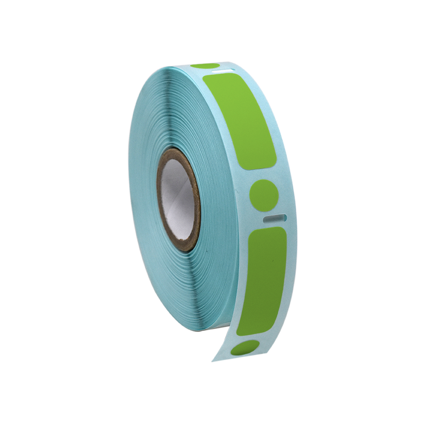 Globe Scientific Label/Dot Combo Roll, Cryo, Direct Thermal, 38x13mm & 9.5mm, Dot for 2.0mL Tubes, Green Image